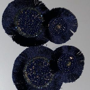 Navy blue statement earrings